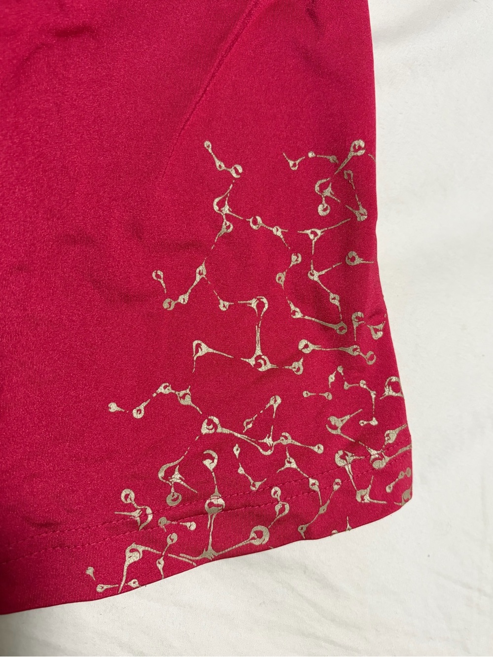 adidas Women's Short-Sleeve V-Neck Tee in Raspberry Red with Subtle Print - Picture 3 of 4
